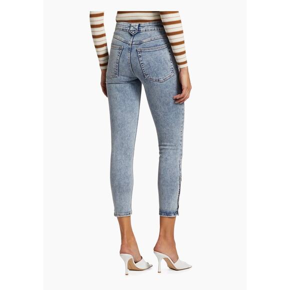 Frame The Snapped Cropped Denim Ankle Skinny Jeans Blue Acid Wash Size 25 - Picture 4 of 12